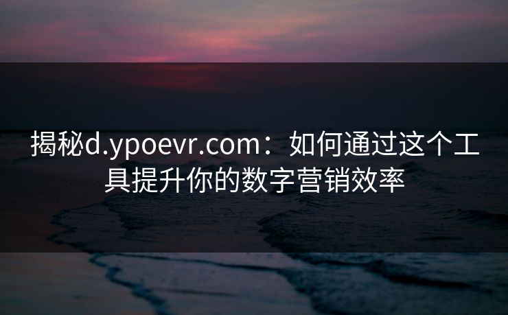 揭秘d.ypoevr.com:如何通过这个工具提升你的数字营销效率 揭秘d.ypoevr.com:如何通过这个工具提升你的数字营销效率